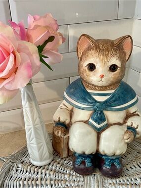 Vintage Wilbur Milton Family Sailor Cat Cookie Jar ⚓️🐱